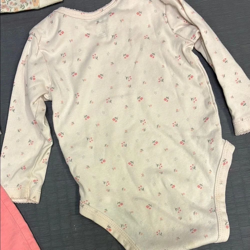 Carter's Coral Pink Pants with Floral Tops Set